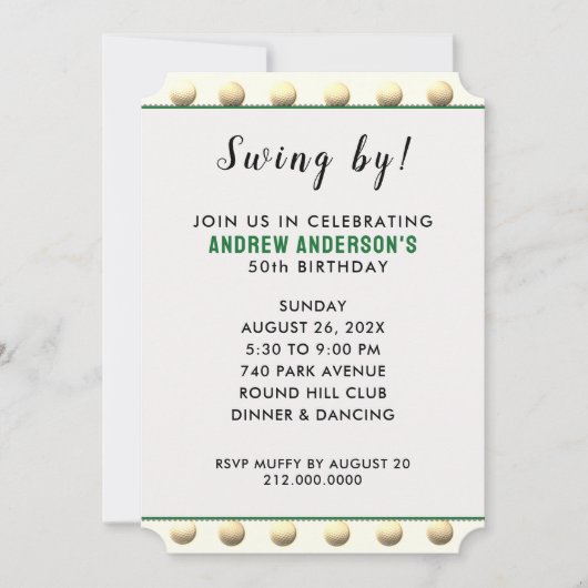 ゴルフをテーマにしたパーティー 招待状 (正面)