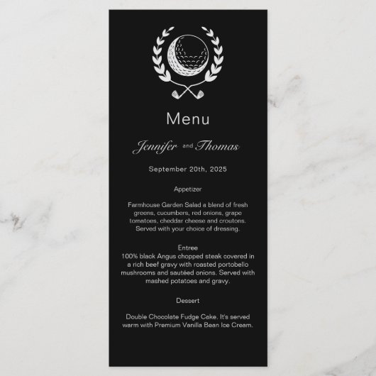 ゴルフをテーマにしたフォーマルな結婚式 メニュー (正面)