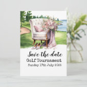 ゴルフをテーマにしたブライダルシャワーの招待状 – Fore 招待状 (スタンド正面)