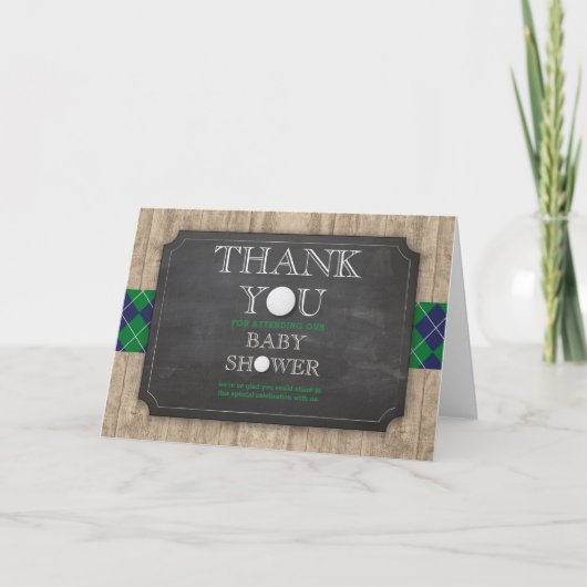 ゴルフをテーマにしたベビーシャワーサンキューカード サンキューカード (正面)