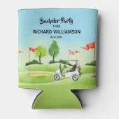 ゴルフをテーマにした新郎の独身最後の宴会 名前 日付 缶クーラー (正面)