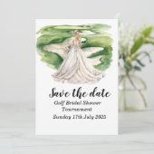 ゴルフをテーマにした結婚前お披露目招待状 – フォア  招待状 (スタンド正面)