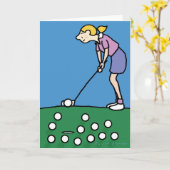 ゴルフをテーマにした誕生日カード カード (黄色い花)