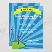 ゴルフをテーマにした誕生日パーティーの招待状 招待状 (正面/裏面)
