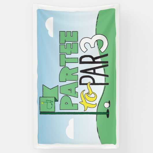 ゴルフをテーマにした誕生日パーティー、3回目の誕生日バナー 横断幕 (縦)