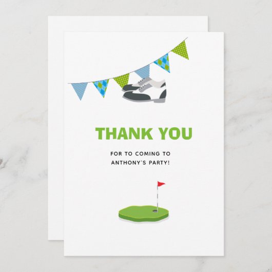 ゴルフをテーマにした誕生日 サンキューカード (正面/裏面)