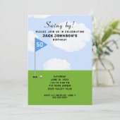 ゴルフをテーマにした誕生日 招待状 (スタンド正面)