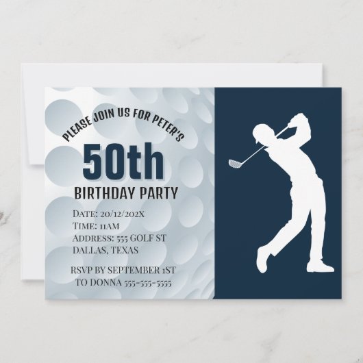 ゴルフをテーマにした誕生祝い 招待状 (正面)