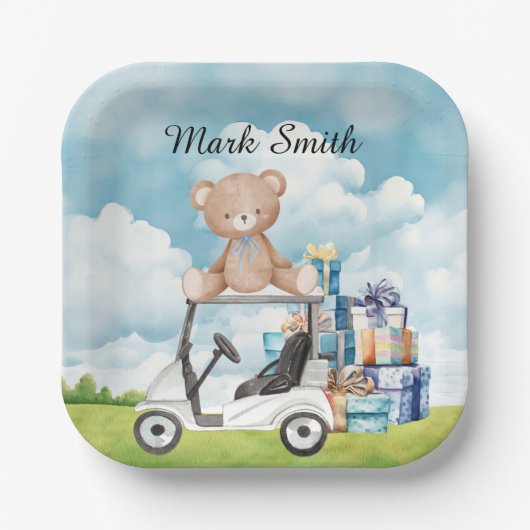 ゴルフをテーマにした赤ちゃんシャワー/男の子のための誕生日 ペーパープレート (正面)