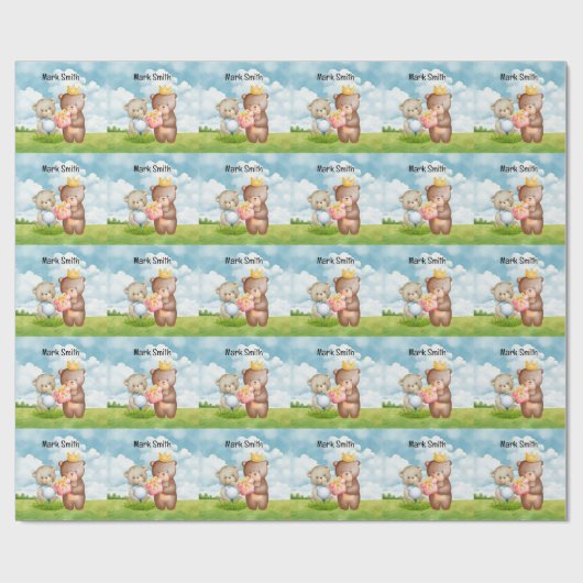 ゴルフをテーマにした赤ちゃんシャワー/男の子のための誕生日 ラッピングペーパー (フラット)