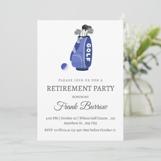 ゴルフをテーマにした退職 招待状 (スタンド正面)