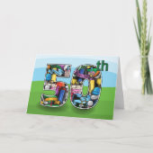 ゴルフをテーマにした50回目の誕生日おめでとうデザイン カード (正面)