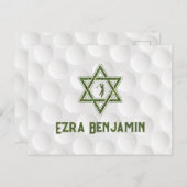 ゴルフをテーマにした バー・ミッツヴァのお礼 ポストカード (正面/裏面)