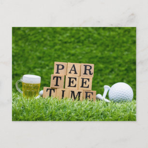 ゴルフをテーマにしたLet's Par tee for golfパーティー ポストカード