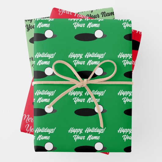 ゴルフをテーマカスタムにしたクリスマスラッピング紙シート ラッピングペーパーシート (インサイチュ)