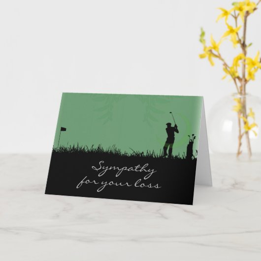 ゴルフを愛した男性への哀悼の意 カード (黄色い花)