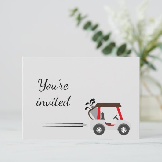 ゴルフを楽しむカスタムバースデーパーティーの一般招待状 招待状 (スタンド正面)