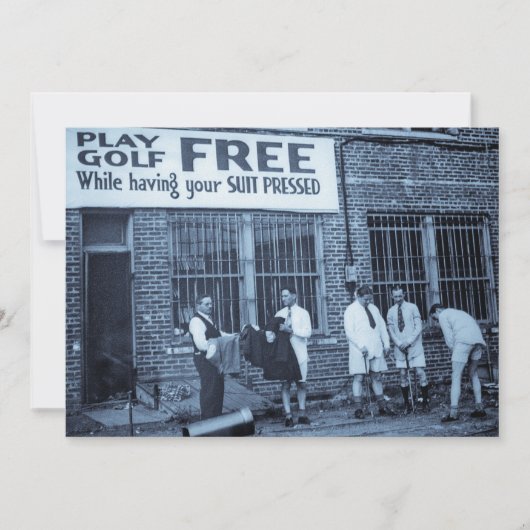ゴルフを無料でプレー（スーツをプレスしてもらっている間） 招待状 (正面)