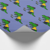 ゴルフを遊んでいるおもしろいなわに ラッピングペーパー (角)