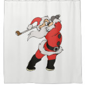 ゴルフを遊んでいるサンタクロース シャワーカーテン (正面)