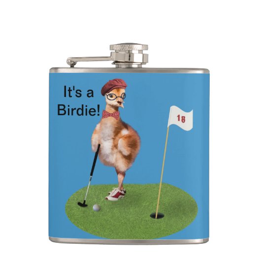 ゴルフを遊んでいるユーモアのあるな鳥 フラスク (正面)
