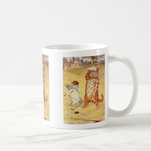 ゴルフを遊んでいる脂肪質猫 コーヒーマグカップ (右)
