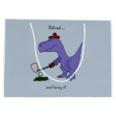 ゴルフを遊んでいるTrexの退職したな恐竜 ラージペーパーバッグ (裏面)