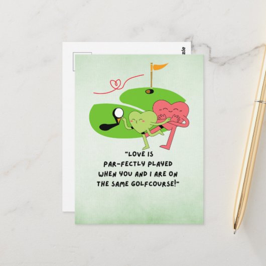 ゴルファおもしろいー用ゴルフことわざ引用文 ポストカード (正面/裏面インサイチュ)