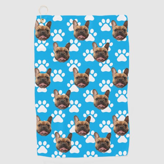 ゴルファパーソナライズされたーのペット写真顔ギフトカスタム ゴルフタオル (正面)