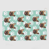 ゴルファパーソナライズされたーのペット写真顔ギフトカスタム ゴルフタオル (横)