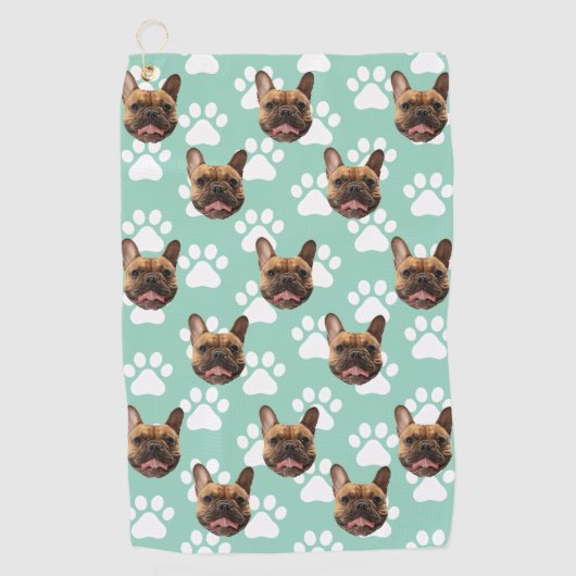 ゴルファパーソナライズされたーのペット写真顔ギフトカスタム ゴルフタオル (正面)