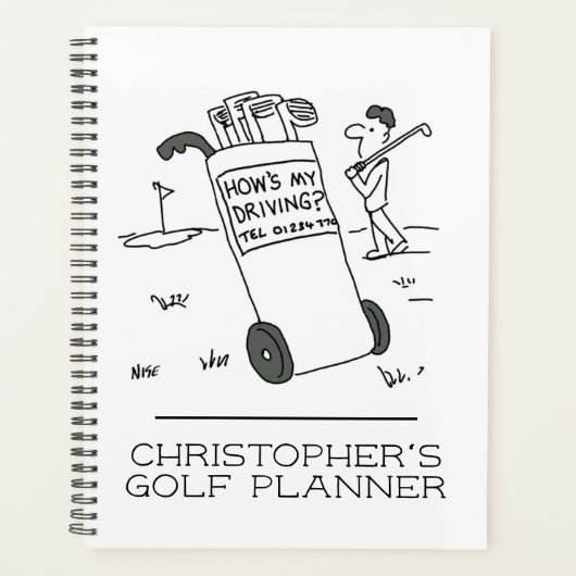ゴルファーおもしろいの漫画イラストレーション。 プランナー手帳 (正面)