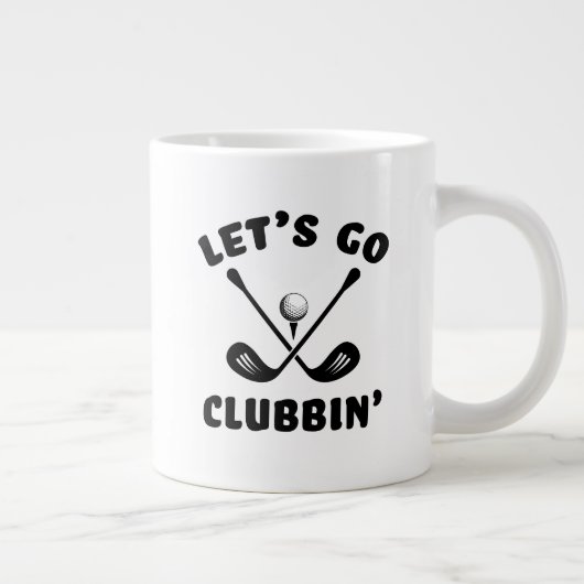 ゴルファーおもしろいゴルフクラブユーモアモダンスポーツブラック ジャンボコーヒーマグカップ (右)