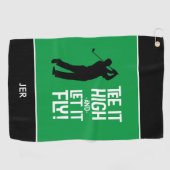 ゴルファーおもしろいゴルフモノグラムのスポーツグリーンブラック ゴルフタオル (横)