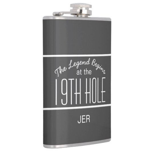 ゴルファーおもしろいスポーツプロクラシックモノグラムゲームグレー フラスク (右)