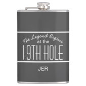 ゴルファーおもしろいスポーツプロクラシックモノグラムゲームグレー フラスク (正面)
