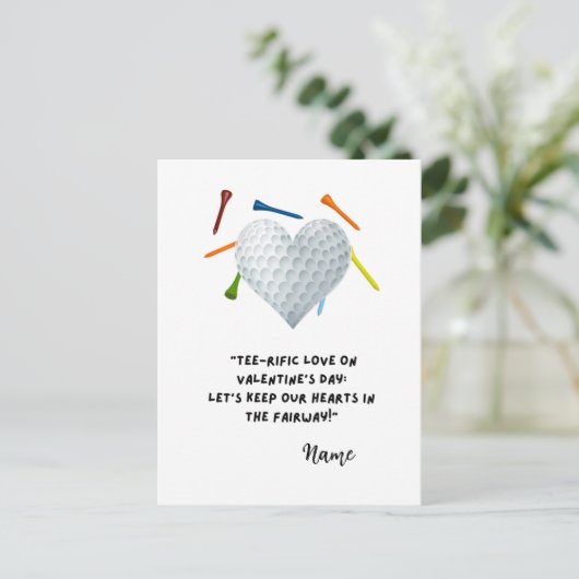 ゴルファーおもしろいバレンタインデー用ゴルフ引用文 シーズンポストカード (スタンド正面)