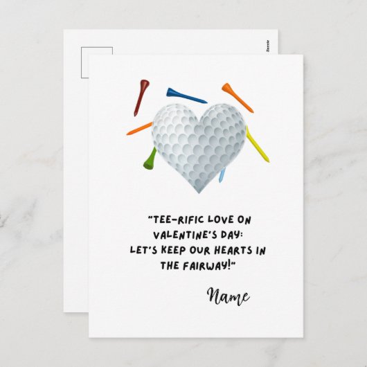 ゴルファーおもしろいバレンタインデー用ゴルフ引用文 シーズンポストカード (正面/裏面)