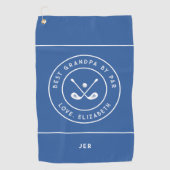 ゴルファーおもしろいユーモアゴルフ | 最高のグランパバイパールブルー ゴルフタオル (正面)