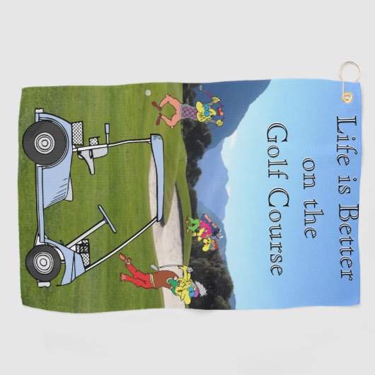 ゴルファーおもしろい及びゴルフカート用タオル ゴルフタオル (横)