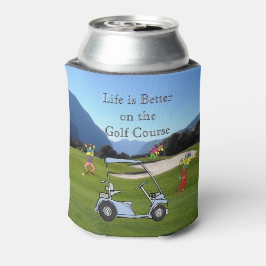 ゴルファーおもしろい及びゴルフカート用タオル 缶クーラー (缶裏面)