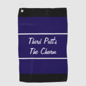 ゴルファーおもしろい向けネイビーブルー第3パットギフト ゴルフタオル (正面)