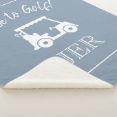 ゴルファーかわいいゴルフカートのモノグラムイニシャルほこりっぽい青 シェルパブランケット (3/4)