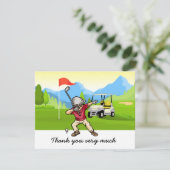 ゴルファーがグリーンのゴルフサンキューカード (スタンド正面)