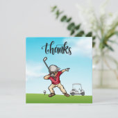 ゴルファーがゴルフ場でダビング感謝していする サンキューカード (スタンド正面)