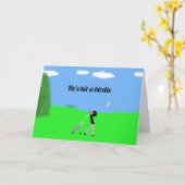 ゴルファーがバーディを打つ カード (黄色い花)