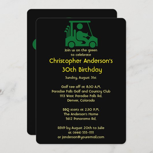 ゴルファーが30歳の誕生日をゴルフに 招待状 (正面/裏面)