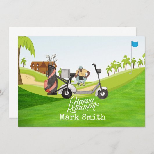 ゴルファーとのゴルフハッピーリタイアメントはボールを見る    サンキューカード (正面/裏面)