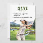 ゴルファーとのゴルフパーティの招待状カードの水色 招待状 (正面)