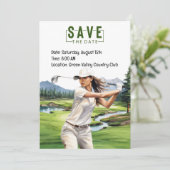 ゴルファーとのゴルフパーティの招待状カードの水色 招待状 (スタンド正面)